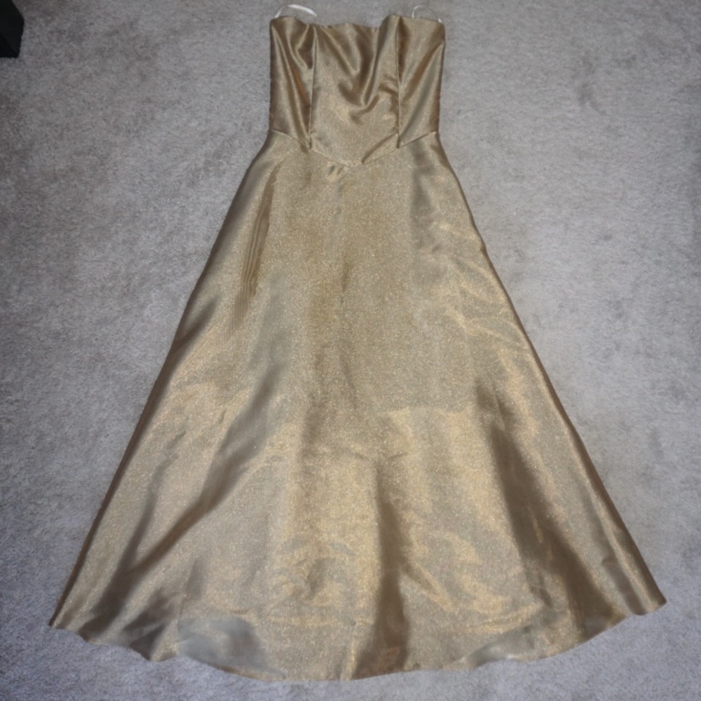 Gold Shimmer Strapless Dress View 2
